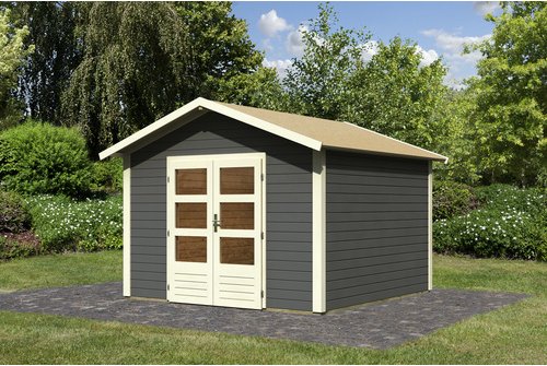 KARIBU Gartenhaus »Talkau 8«, Holz, BxHxT: 304 x 238 x 304 cm (Außenmaße inkl. Dachüberstand) - grau