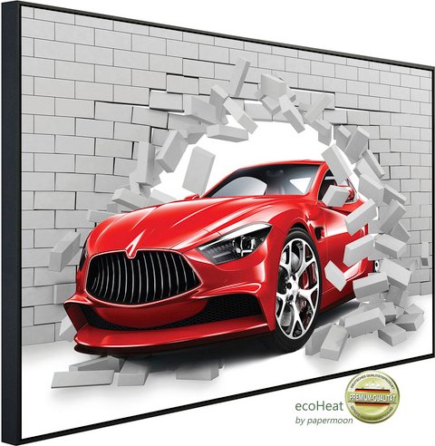 papermoon Infrarotheizung »EcoHeat - Auto durch Mauer«, Matt-Effekt - bunt