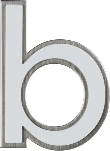 ALPERTEC Hausnummer, b, Weiß, Kunststoff | Edelstahl, 11,7 x 17 x 1,8 cm, nachtleuchtend - weiss