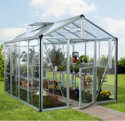 VITAVIA Gewächshaus »Zeus Plus 8100«, BxHxL: 258 x 250 x 316 cm - silberfarben