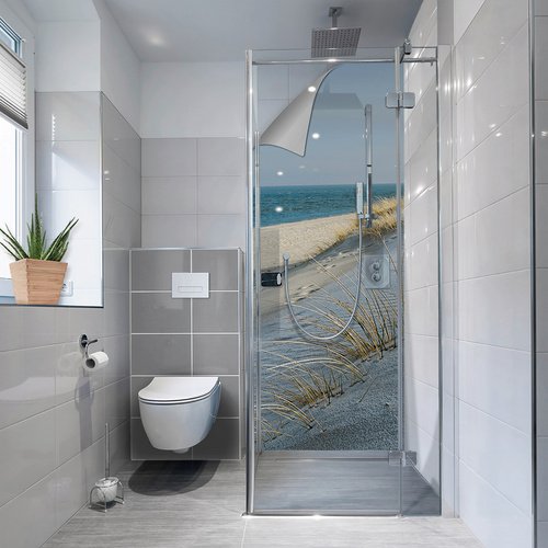 mySPOTTI Duschrückwand-Panel, fresh, Strand, 255x100 cm - blau