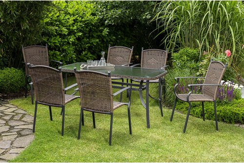 MERXX Gartenmöbelset »Roma«, 6 Sitzplätze, Aluminium/Kunststoff - grau