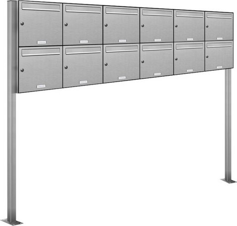 AL BRIEFKASTENSYSTEME Briefkasten, Parteien: 12, BxHxT: 237,8 x 150 x 11,6 cm - silberfarben