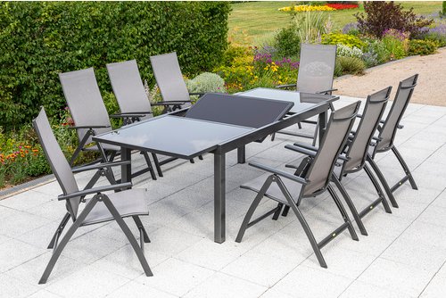 MERXX Gartenmöbelset »Vicenza«, 8 Sitzplätze, Aluminium/Textil - braun