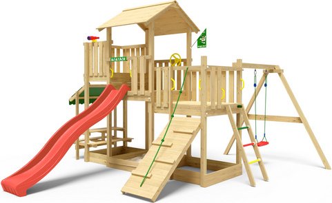 JUNGLE GYM Spielturm »Habitat«, LxBxH: 490 x 452 x 310 cm, rot - gruen