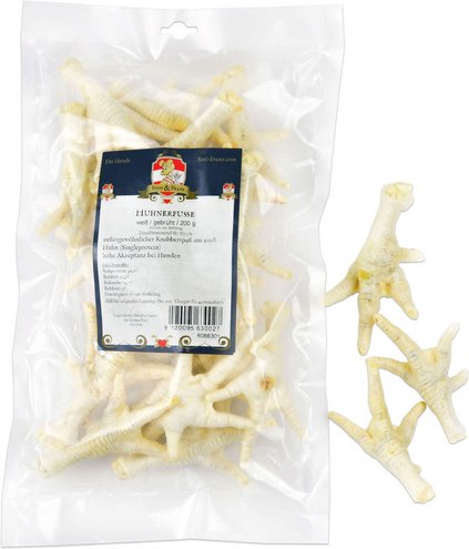 Sissi & Franz Hundesnack »Hühnerfüße«, weiß/gebrüht, 200 g, Einzelfuttermittel, 100 % Fleisch, schonend getrocknet