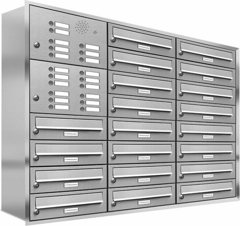 AL BRIEFKASTENSYSTEME Briefkasten, Parteien: 20, BxHxT: 118,9 x 96 x 27,5 cm - silberfarben