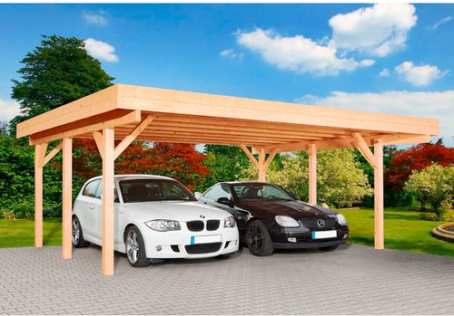 Doppelcarport »Berlin«, BxT: 600 x 510 cm, Fichtenholz - braun