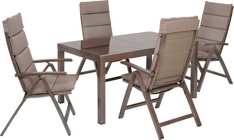 MERXX Gartenmöbel-Diningset »Tinetto«, 5 tlg., 4 Sitzplätze, Aluminium - braun