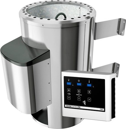 Thumbnail - KARIBU Saunaofen, max. 80° C, 3,6 kW, inkl. externer Steuerung - silberfarben