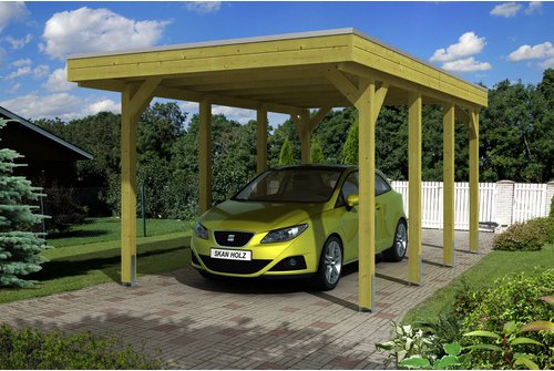 SKANHOLZ Carport »Friesland«, BxT: 314 x 555 cm, Firsthöhe: 241 cm, imprägniert - braun