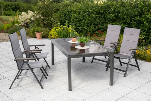 MERXX Gartenmöbelset »Trivero«, 4 Sitzplätze, Aluminium/Textil - braun