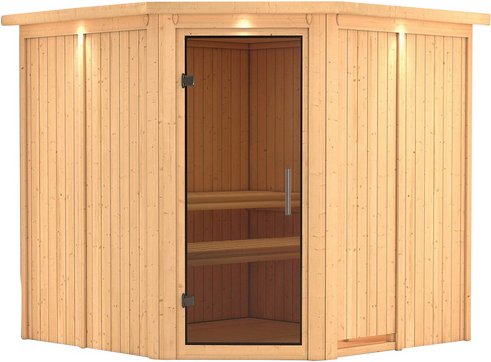 KARIBU Sauna »Vöru«, für 4 Personen, ohne Ofen - beige