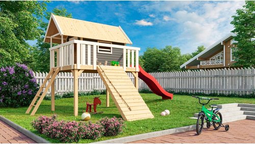 KARIBU Spielturm, BxHxT: 198 x 329,5 x 243 cm, natur - braun