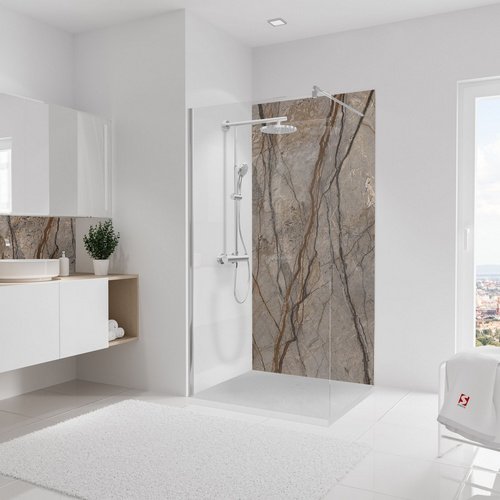 SCHULTE Duschrückwand »DecoDesign«, BxH: 100 x 210 cm, Aluminium/Polyethylen - braun