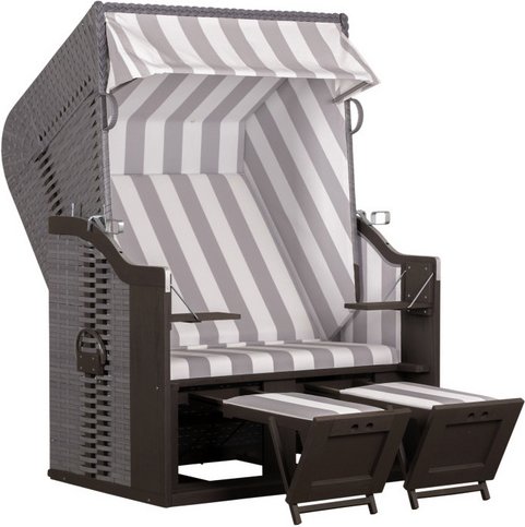 Thumbnail - DEVRIES Strandkorb, BxHxT: 124 x 159 x 87 cm, Halblieger, grau-braun