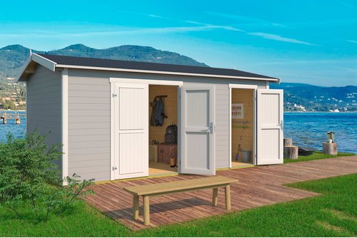 LASITA MAJA Gartenhaus »Tuvalu XL«, Holz, BxHxT: 540 x 250,8 x 331,2 cm (Außenmaße inkl. Dachüberstand) - grau