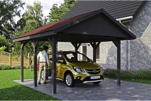 SKANHOLZ Carport »Wallgau«, BxT: 430 x 500 cm, Firsthöhe: 326 cm, lasiert - grau