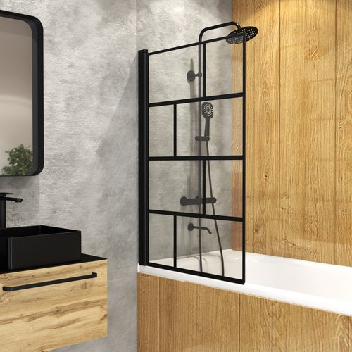 Marwell Badewannenfaltwand »BRICKS«, BxH: 75 x 125 cm, Sicherheitsglas - schwarz