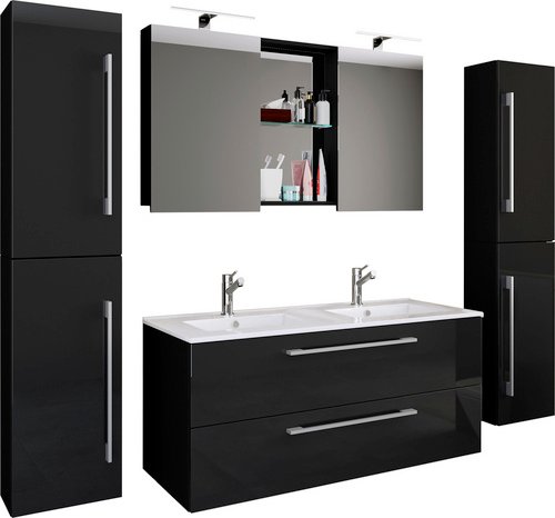 Thumbnail - VCM Badmöbel-Set »Budasi«, 5-teilig, mit Spiegelschrank - schwarz