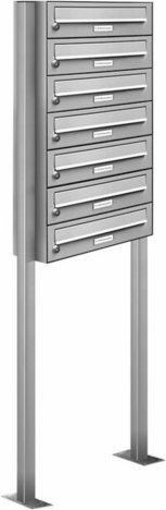 AL BRIEFKASTENSYSTEME Briefkasten, Parteien: 7, Freistehend, BxHxT: 153,446 x 170,0 x 27,5 cm - silberfarben