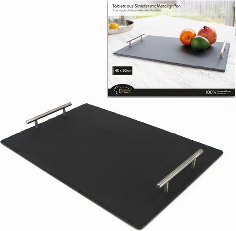NOOR living Tablett, BxHxL: 30 x 4 x 45 cm, schwarz/silberfarben