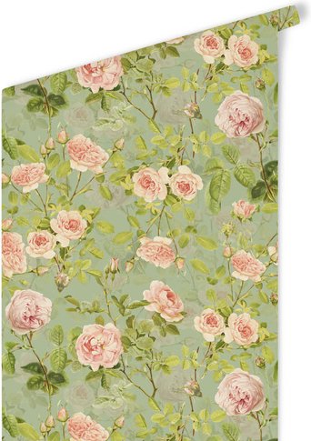 K&L Wall Art Vliestapete »Vintage Vliestapete«, Pfingstrosen Rosa Rosen, mehrfarbig, matt - bunt