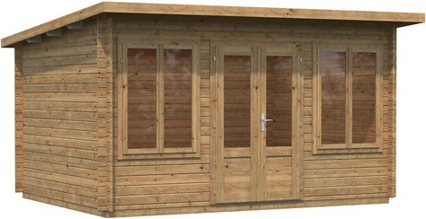 PALMAKO Blockbohlenhaus »Lisa«, Holz, BxHxT: 440 x 234 x 300 cm (Außenmaße inkl. Dachüberstand) - braun