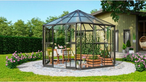 VITAVIA Gewächshaus »Pi Plus 9000«, BxHxL: 333 x 290 x 377 cm - schwarz