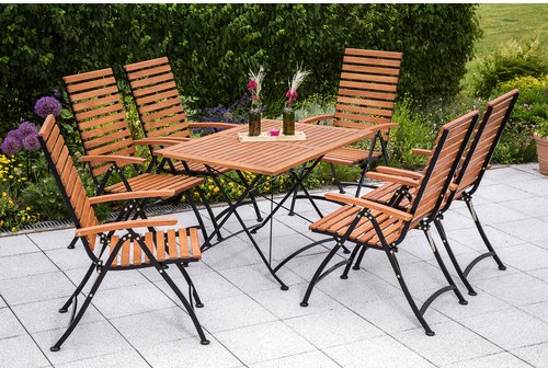 Thumbnail - MERXX Gartenmöbelset »Schlossgarten«, 6 Sitzplätze, Eukalyptusholz - schwarz