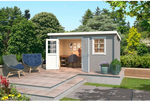 LASITA MAJA Gartenhaus »Amira«, BxHxT: 400 x 210,9 x 213,1 cm (Außenmaße inkl. Dachüberstand), Holz - grau