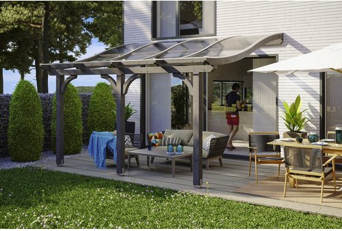 SKANHOLZ Terrassenüberdachung »Venezia«, Breite: 434 cm, Dach: Polycarbonat (PC), schiefergrau