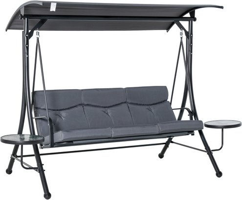Thumbnail - Outsunny Hollywoodschaukel, 3-Sitzer, grau/schwarz, inkl. Auflagen