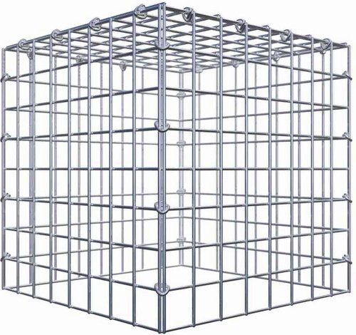 Thumbnail - Gabiona Gabione, silbergrau, Maschenweite 5 cm x 5 cm, C-Ring - silberfarben