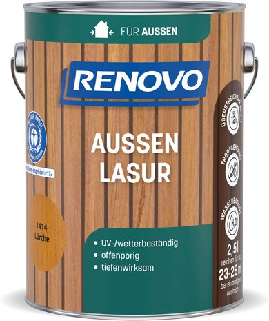 RENOVO Aussenlasur, wb 2,5L lärche wasserbasiert - braun