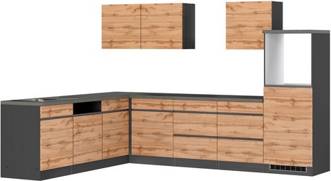 HELD MÖBEL Winkelküche »Tampa«, Gesamtbreite: 240 cm, Arbeitsplatte mit Melaminharz-Beschichtung - braun