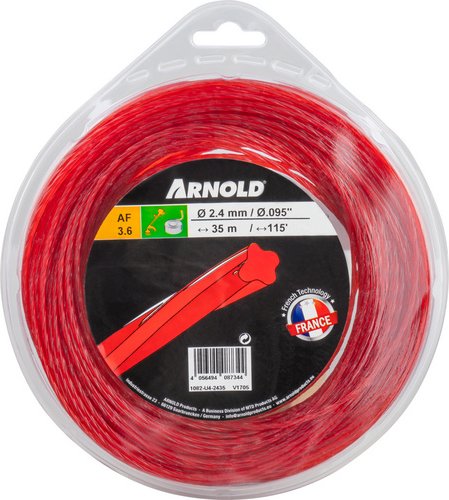 Arnold Ersatztrimmerfaden, Fadenlänge: 35 m, Rund, gedreht, Kunststoff, für Rasentrimmer - rot