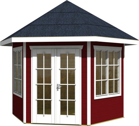 SKANHOLZ Pavillon »Almelo«, Spitzdach, sechseckig, BxT: 420 x 373 cm, inkl. Dacheindeckung - rot