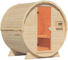 KARIBU Fasssauna »Lauvas 1«, 224x178x229 cm, naturbelassen - braun