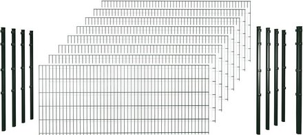 Thumbnail - hadra Doppelstabmattenzaun, grün, 6/5/6 mm, Komplett-Set à 20 m, inkl. Pfosten, Klemmhalter - gruen