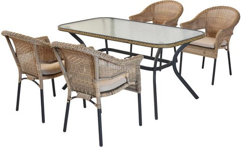 MERXX Gartenmöbel-Diningset »Ravenna«, 5 tlg., 4 Sitzplätze, Aluminium - braun