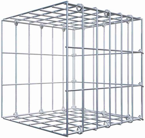 Thumbnail - Gabiona Gabione, silbergrau, Maschenweite 5 cm x 10 cm, C-Ring - silberfarben