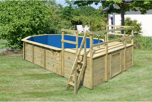 KARIBU Achtformpool, braun, 19000 l, BxH: 358x124 cm