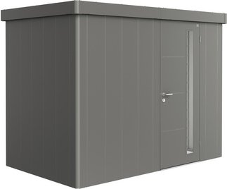 BIOHORT Gerätehaus »Neo«, Stahl, BxHxT: 292 x 222 x 180 cm (Außenmaße inkl. Dachüberstand) - grau