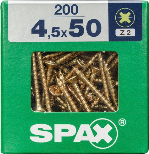Thumbnail - SPAX Universalschraube, PZ2, Stahl, 200 Stück, 4.5 x 50 mm - goldfarben