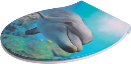 Thumbnail - Sanilo WC-Sitz, BxL: 37,7 x 47 cm, Flat Delphin - blau