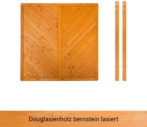 Mr. GARDENER Zaunset »Ontario«, 3er Set: 1 Grundelement, 2 Pfosten, Douglasie, lasiert - goldfarben