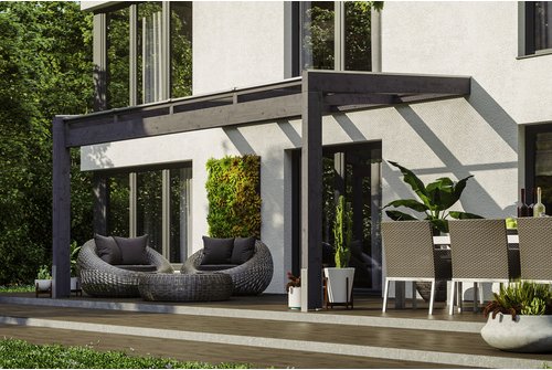 SKANHOLZ Terrassenüberdachung »Novara«, Breite: 450 cm, Dach: Polycarbonat (PC), schiefer - grau