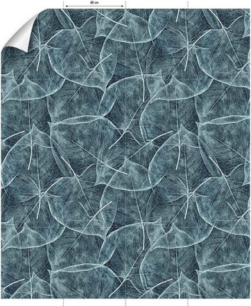 mySPOTTI Vliestapete »Etsu«, Blattmuster, blau/weiß, matt