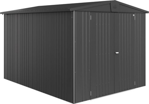 BIOHORT Gerätehaus »Europa«, Stahl, BxHxT: 244 x 203 x 300 cm (Außenmaße inkl. Dachüberstand) - grau